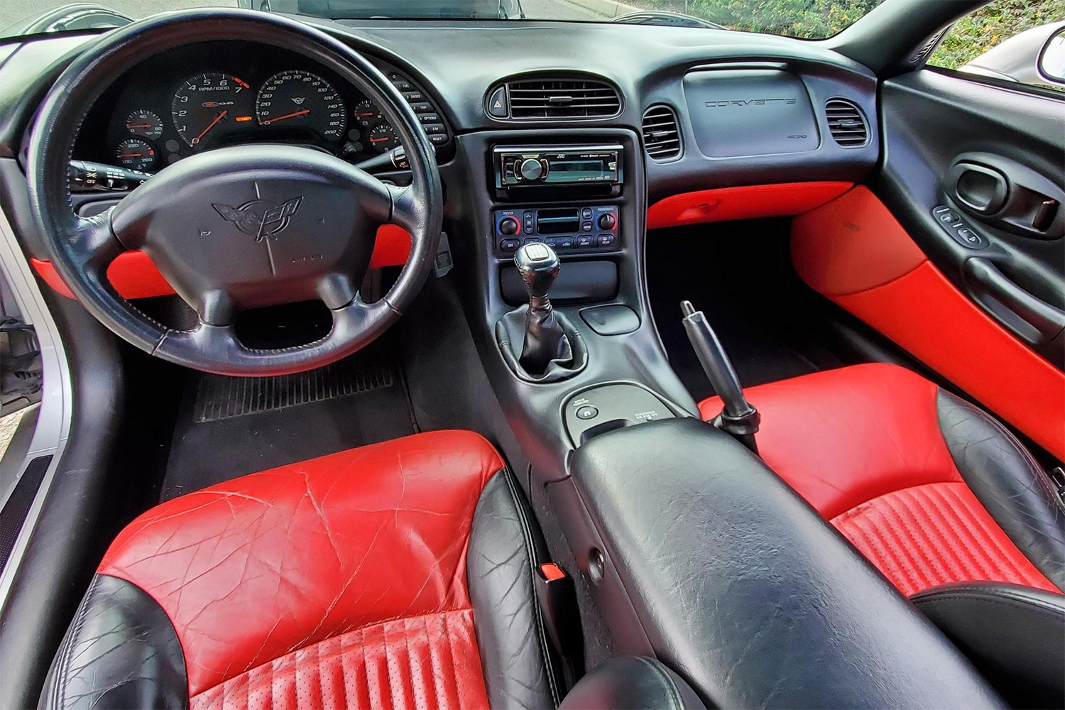 Black and Torch Red leather interior on 2004 Chevrolet Corvette Z06