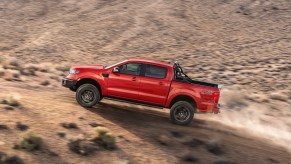 The 2022 Ford Ranger is a mid-size truck that can handle serious off-road terrain.
