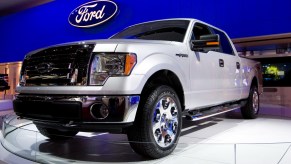 Front angle view of white 2009 Ford F-150, the best used pickup truck of the 2000s