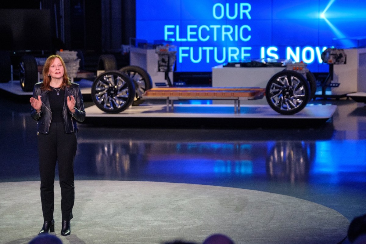 GM Chairman Mary Barra showcases the Ultium platform in 2020. 
