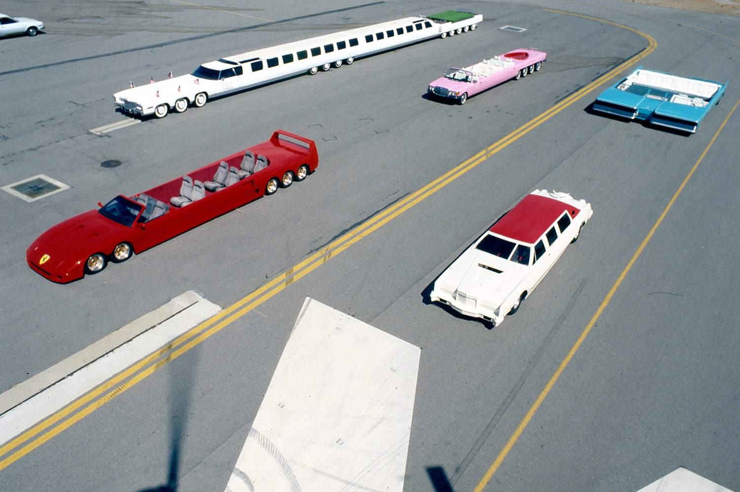 Jay Ohrberg five limousine collection taken from a helicopter in the 1980s