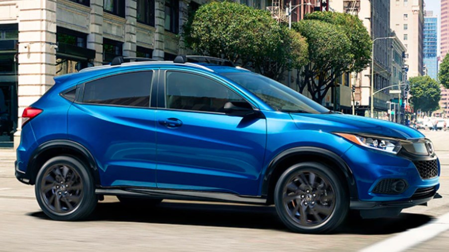 A blue 2022 Honda HR-V small SUV is parked.
