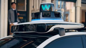 Waymo Autonomous driving system atop Jaguar I-Pace SUV in San Fransisco