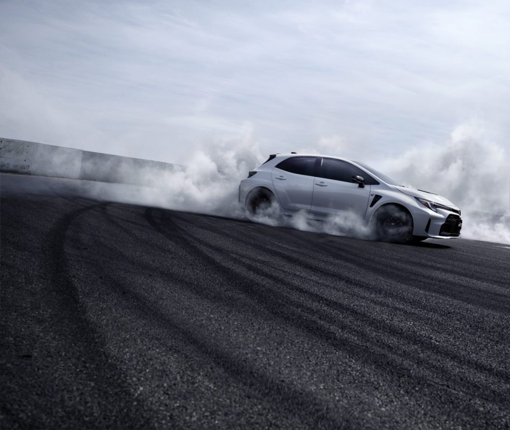 2023 Toyota GR Corolla Circuit Edition drifting on a track