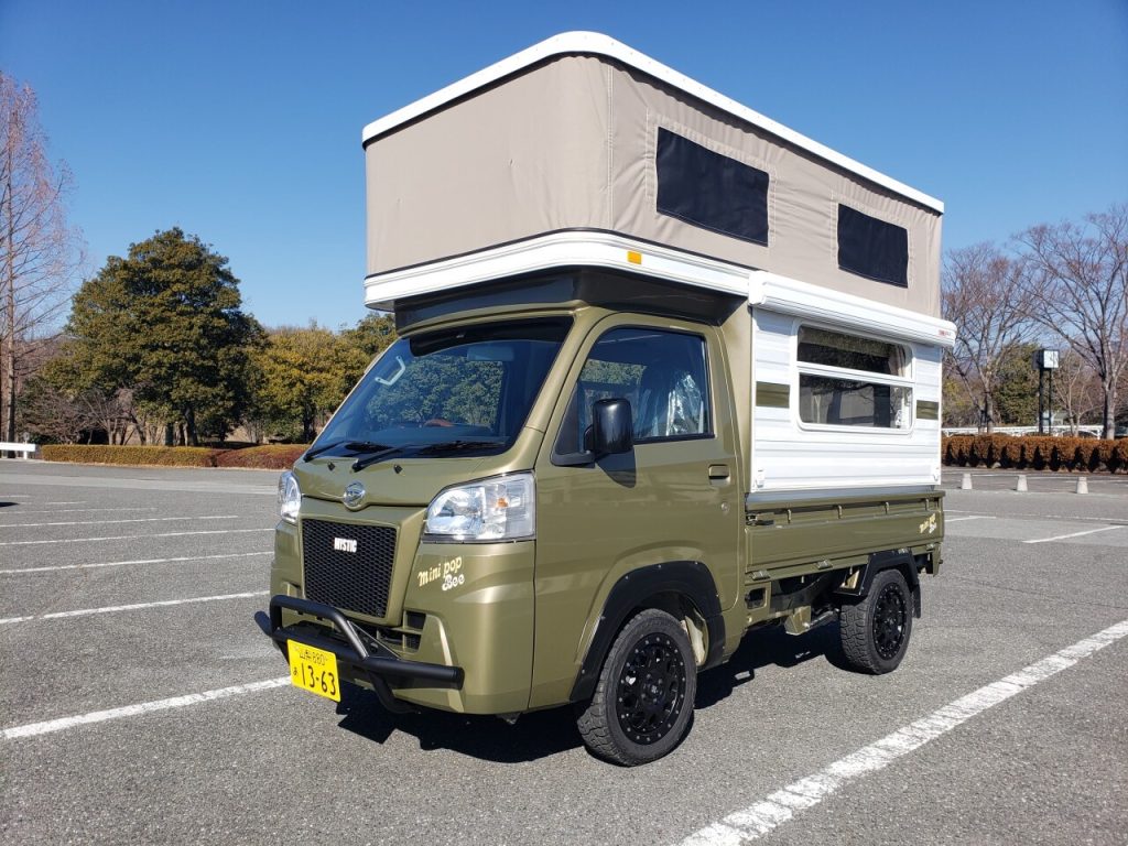 The new Mystic camper truck with its roof popped up