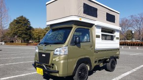 The new Mystic camper truck with its roof popped up