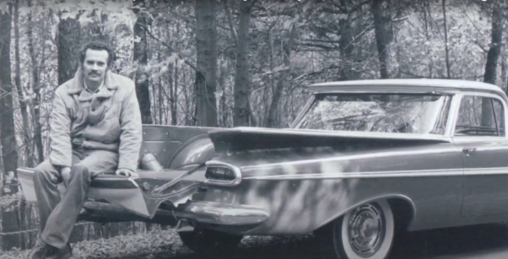 Melanie Henry's father sitting in the bed of a 1959 El Camino 