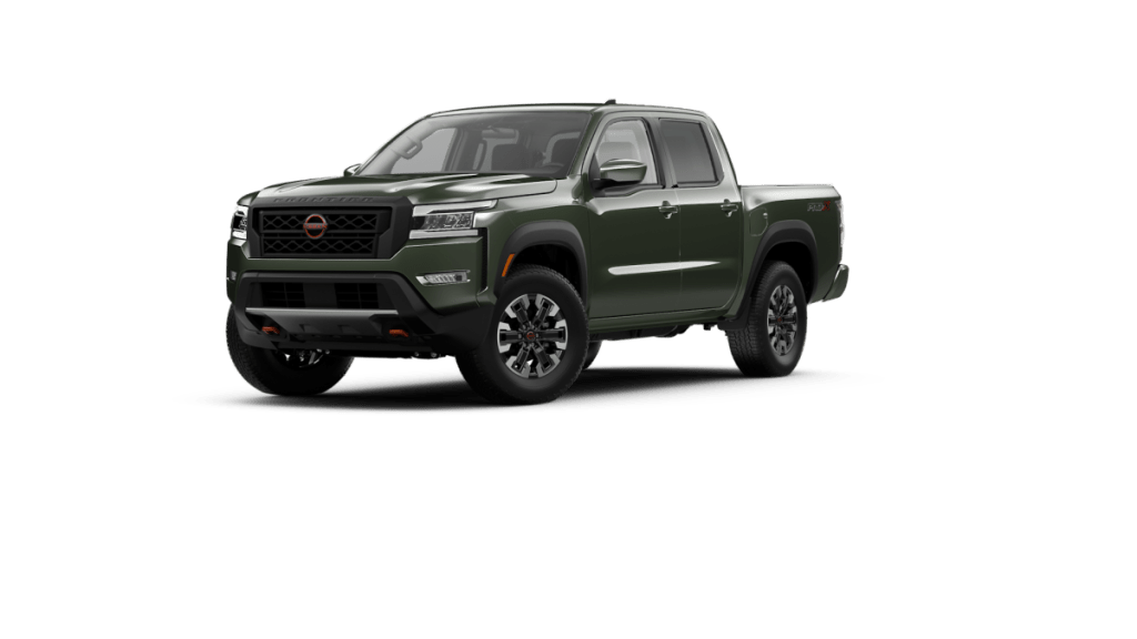A new Nissan Frontier PRO-4X in an attractive green coloring.