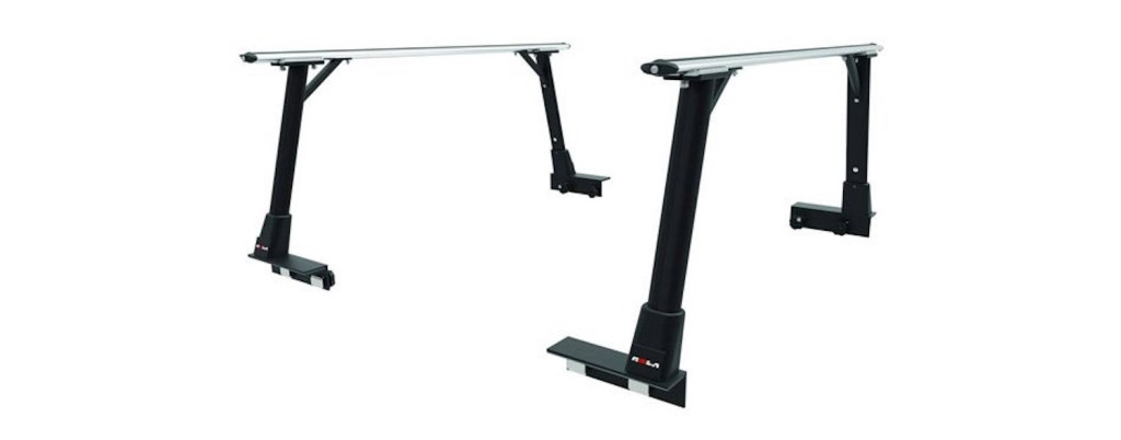 Advertising shot of an overhead pickup truck rack engineered for the toyota tundra and tacoma.