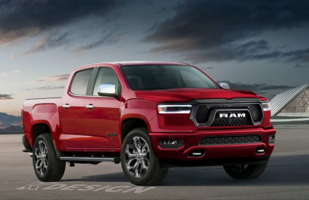 A potential design of the Ram Dakota, a mid-size truck from Ram.