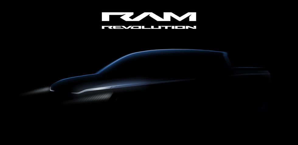Ram electric pickup truck titled Revolution teaser image, Ram says it will beat competitors in every way. 