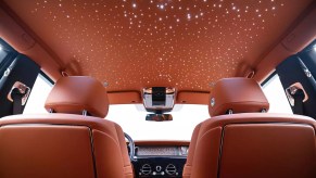 The interior of a Rolls-Royce Phantom, the only automaker that engineers its own premium audio system, Bespoke Audio.