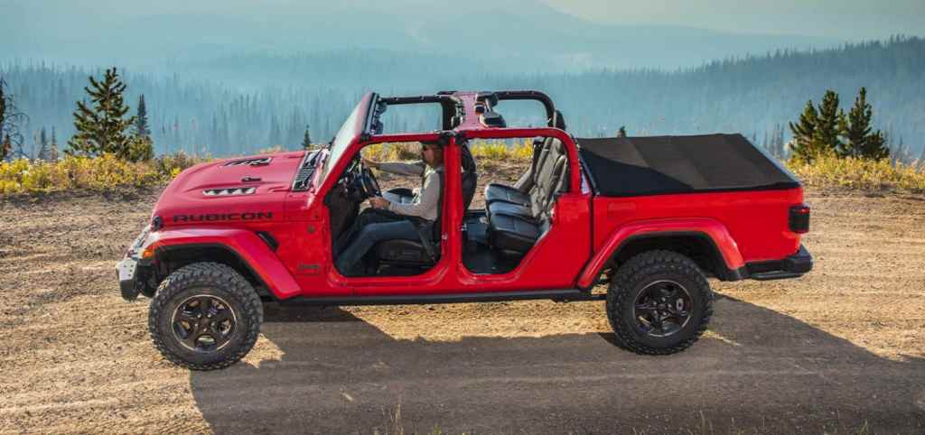 Side view of Firecracker Red 2022 Jeep Gladiator