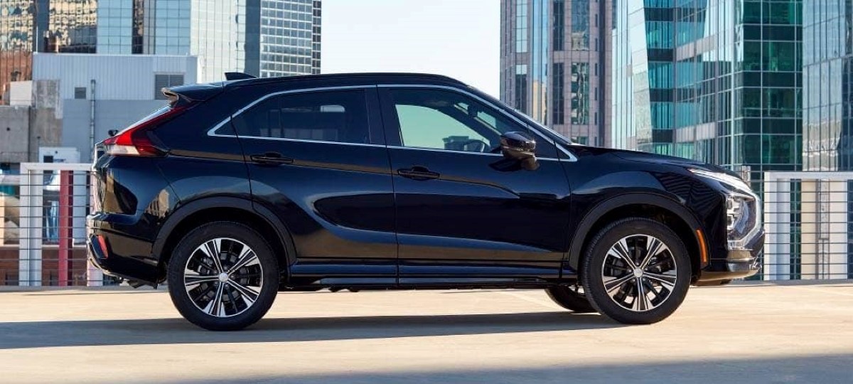 Side view of black Mitsubishi Eclipse Cross, the best SUV to buy used instead of new in 2022 due to high depreciation