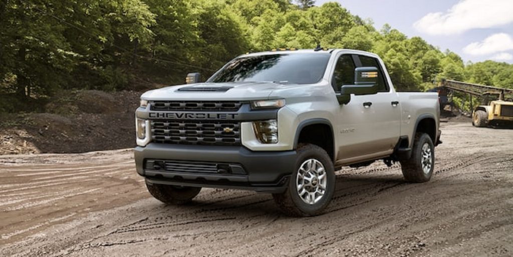 A beige 2022 Chevy Silverado is one of Consumer Reports models with really bad gas mileage.