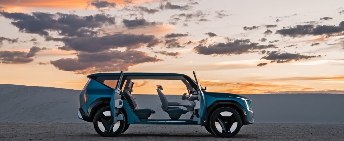 Kia EV 9 concept with its doors open