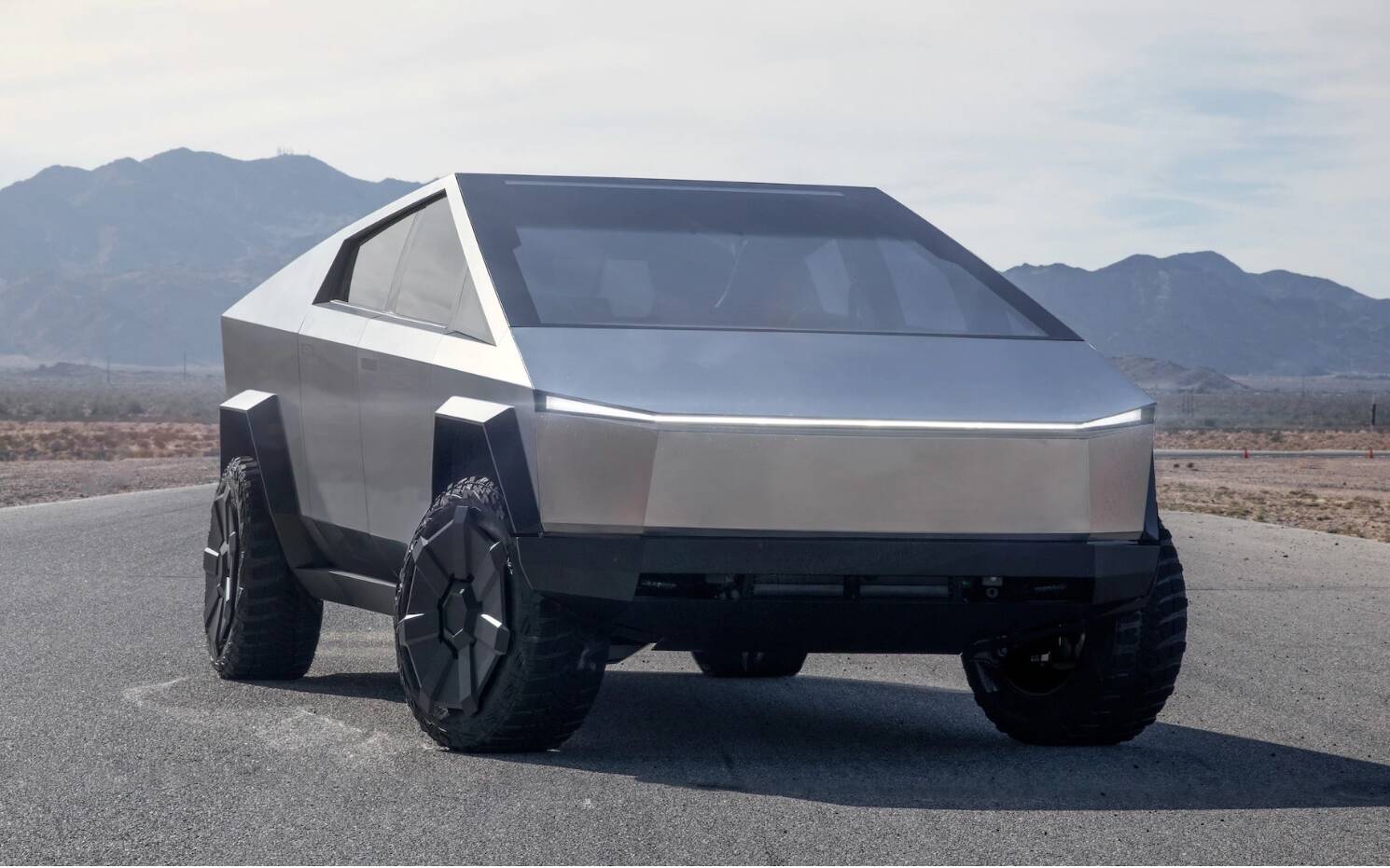 The Tesla Cybetruck on the road 