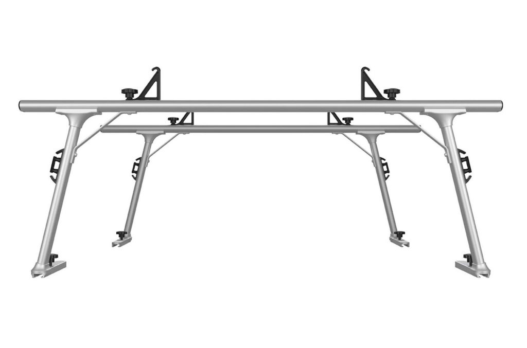 this is an aluminum pickup truck lumber rack desgined by thule.
