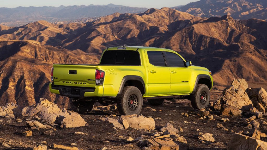 The 2022 Toyota Tacoma TRD Pro is a rugged mid-size truck.