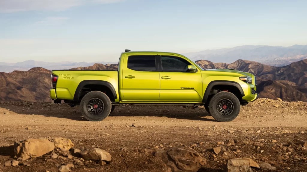 The 2022 Toyota Tacoma TRD Pro is a mid-size truck that is ready for off-road use.