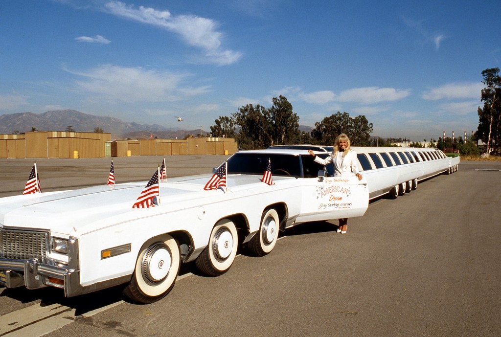 Jay Ohrberg's American Dream, the world's longest car, is a limo that feautres a hot tub, swimming pool, and a helipad