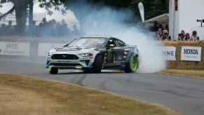 Vaugn Gittin Jr drifting a mustang around a track