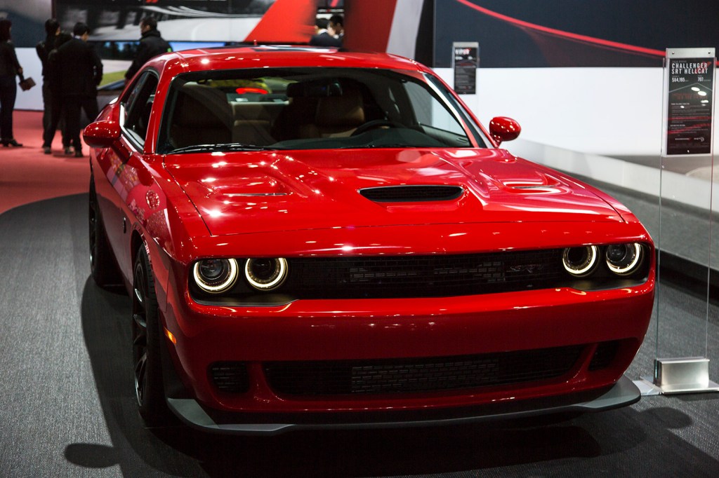 Dodge Challenger Hellcat in red at LA Auto Show 2017