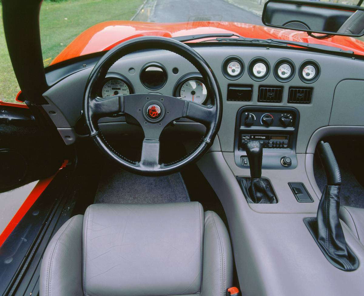 Steering wheel in a 1993 Dodge Viper