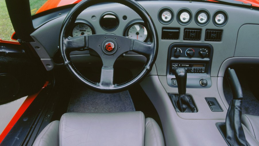 Steering wheel in a 1993 Dodge Viper