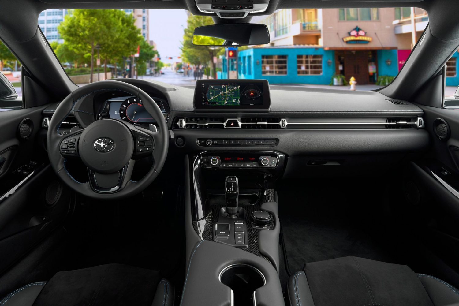 2022 Toyota Supra 3.0 six-cylinder black leather interior