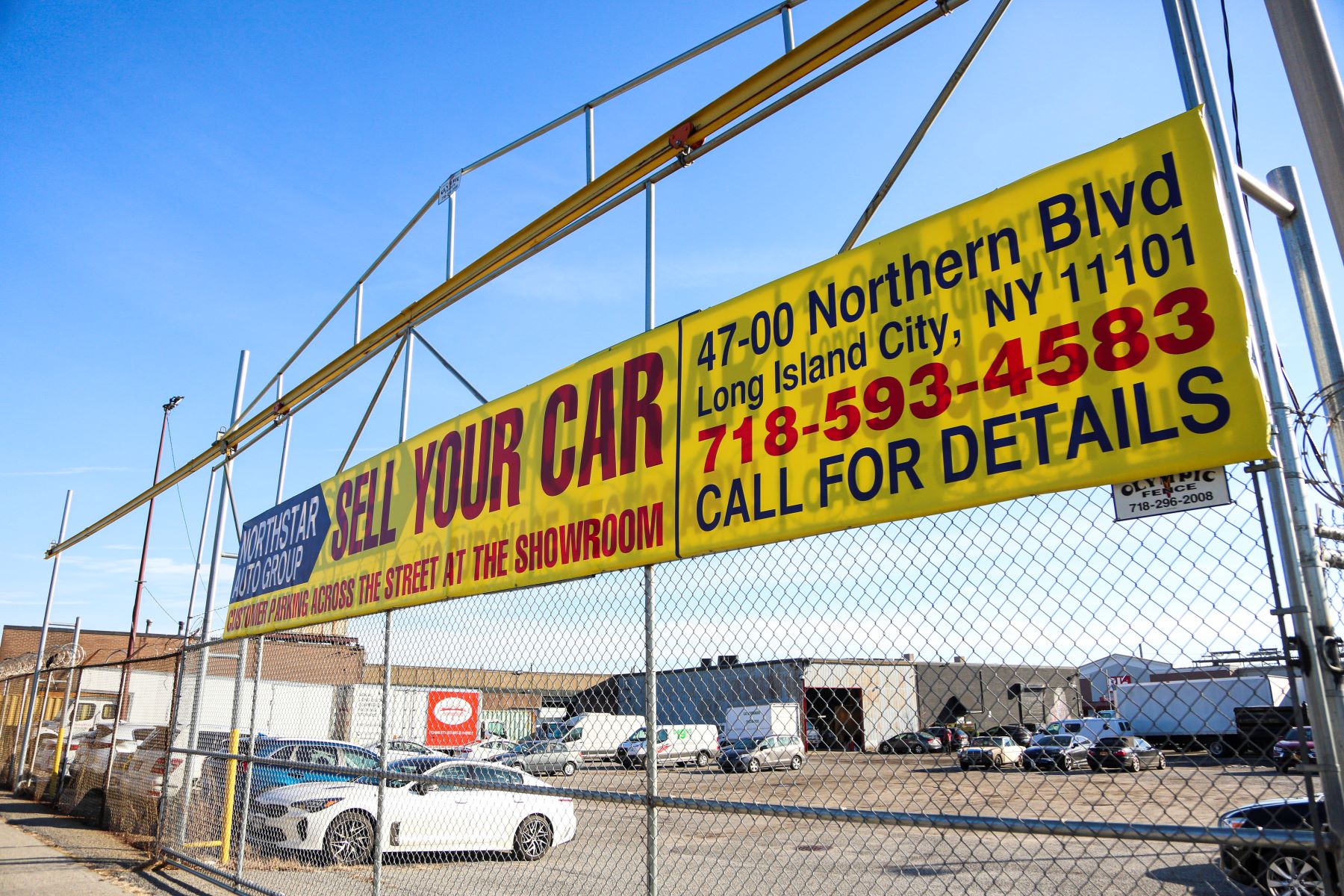 A Queens, New York City used car dealership lot in January