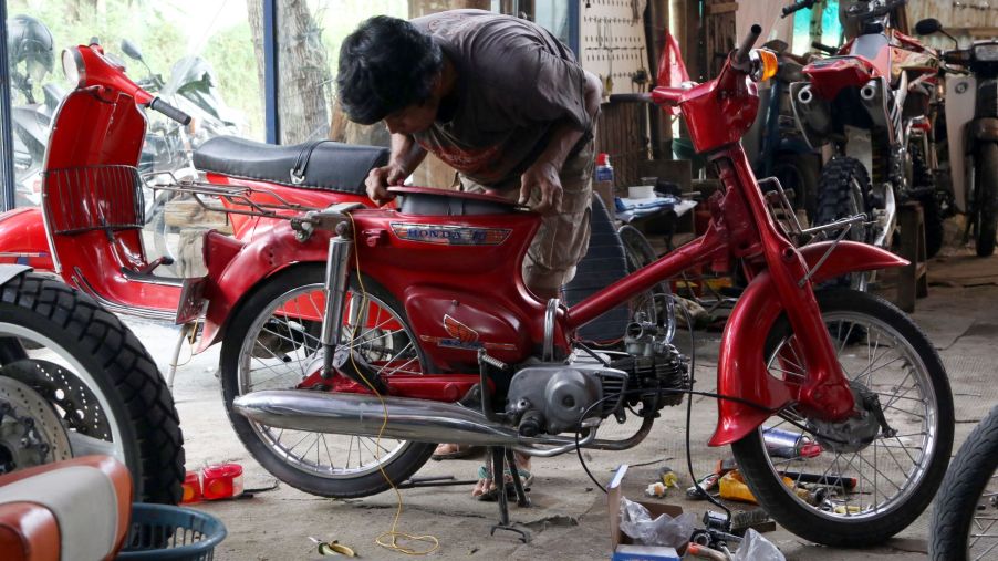 An antique and vintage motorcycle restoration garage repair shop in Pondok Cabe, Tangerang
