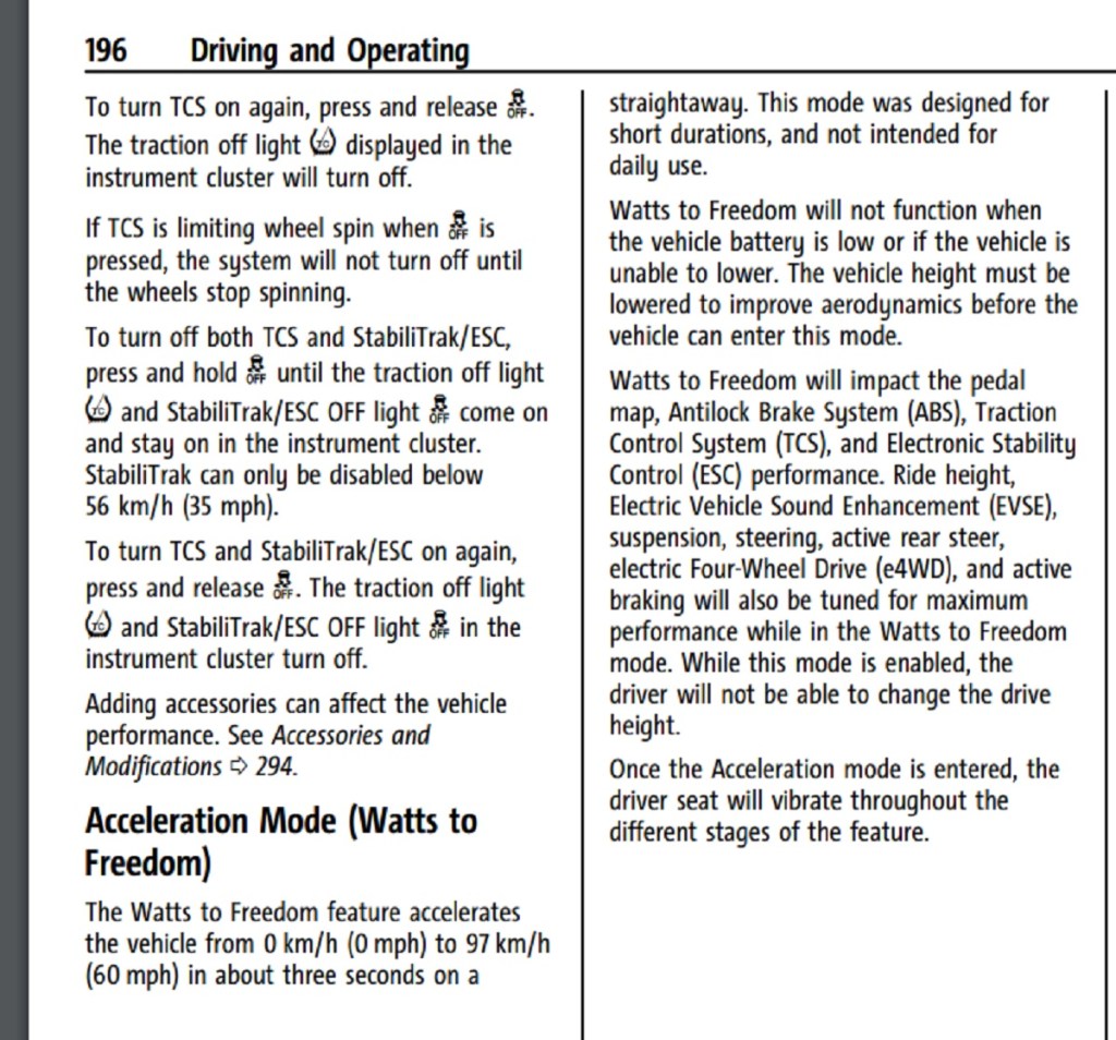 The owner's manual explains Watts to Freedom mode. 
