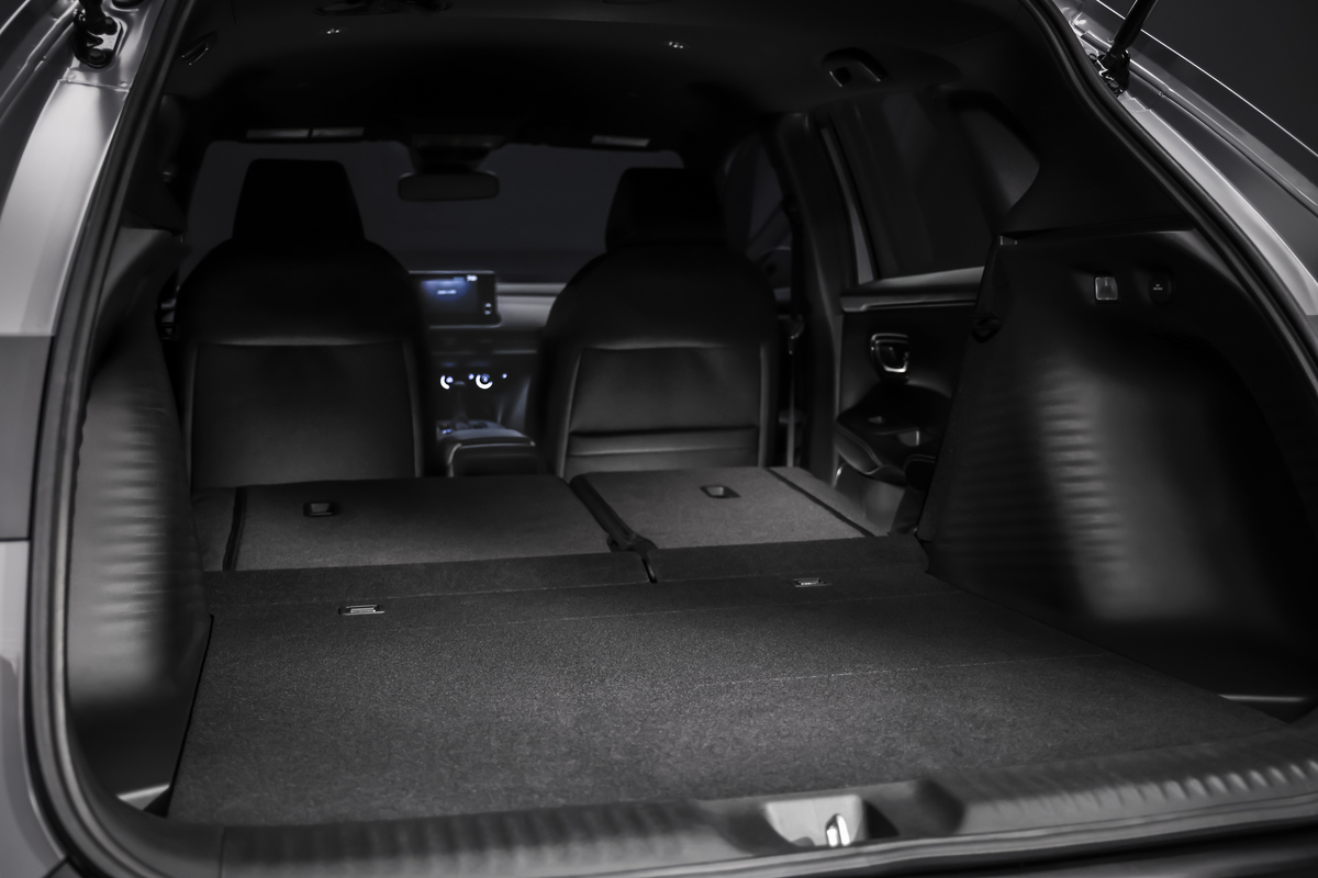 The cargo area of the 2022 Honda HR-V folds flat.