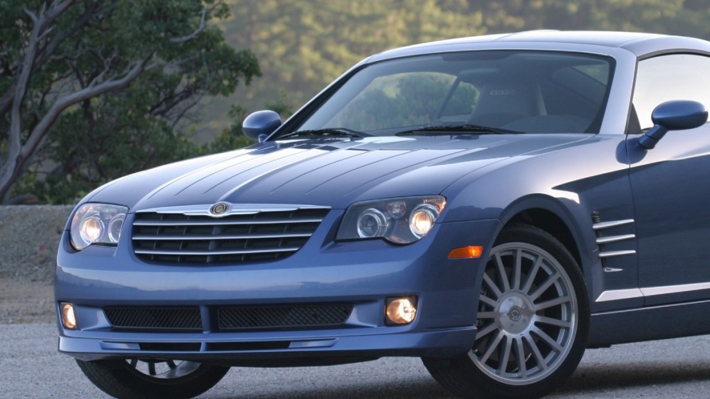 the front end of a blue 2005 Chrysler Crossfire SRT-6