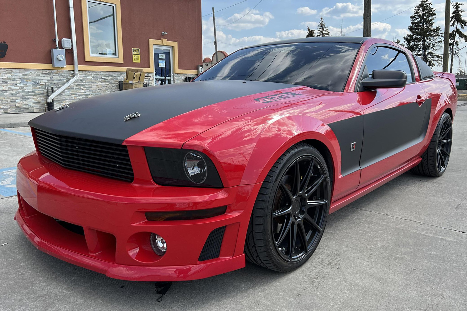 Red 2008 Roush Ford Mustang 428R Supercharged Coupe front 3/4