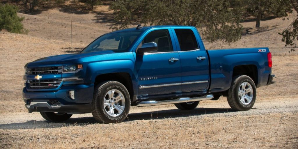 Blue 2020 Chevy Silverado 1500 working out in the hills