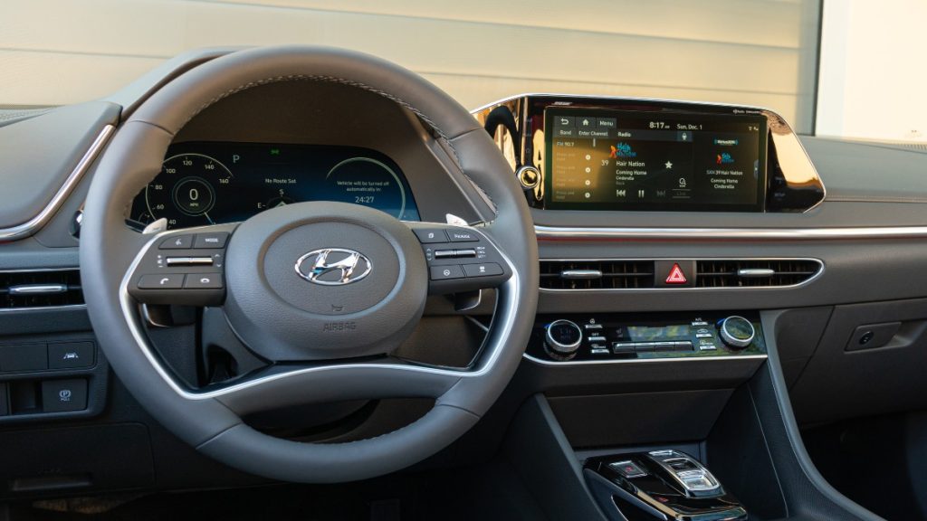 Grey interior of a new 2022 Hyundai Sonata