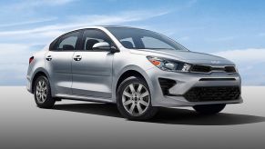 2022 Kia Rio subcompact sedan in silver gray