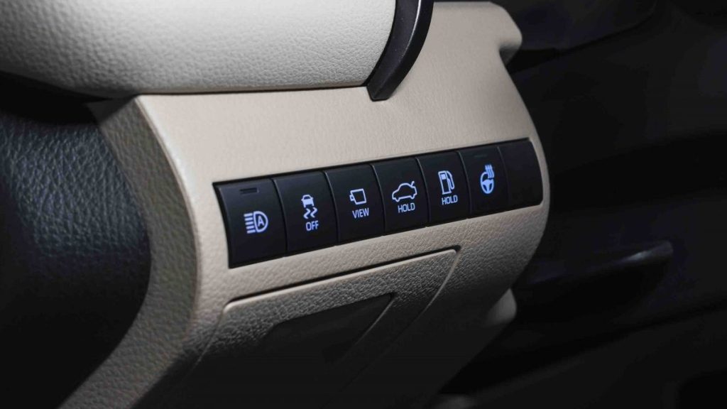 The different buttons to the left of the steering wheel of the 2022 Toyota Camry
