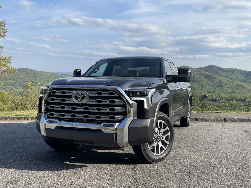 The 2022 Toyota Tundra in front of a mountain view 