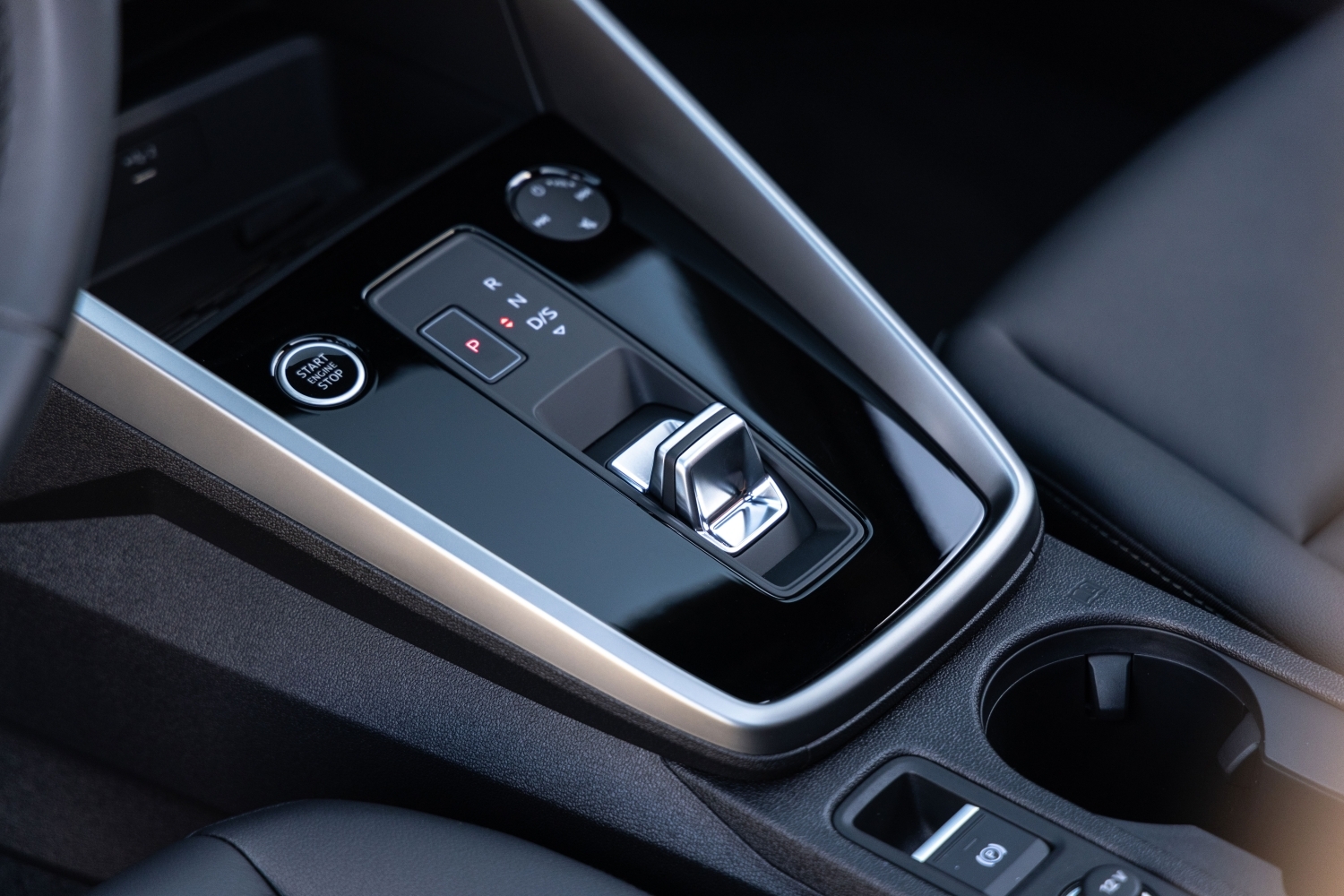 Close up of transmission shifter in the 2022 Audi A3