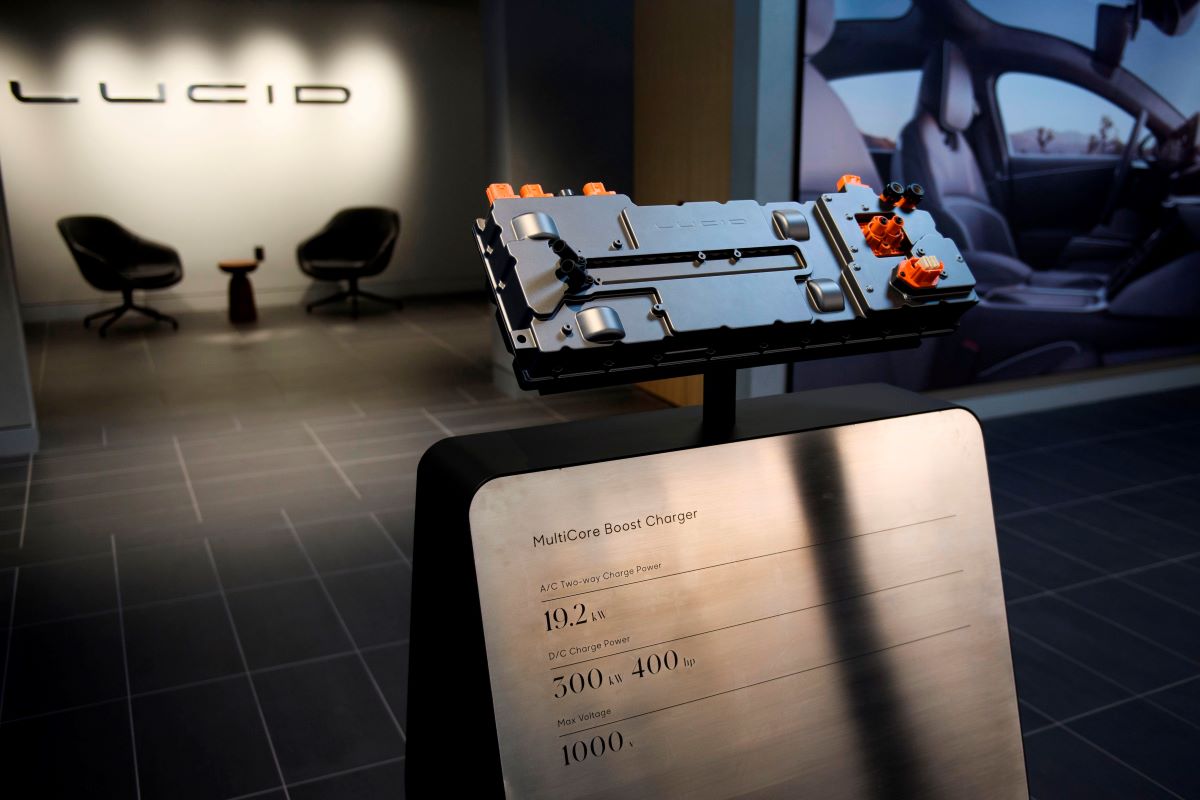 A model of the Lucid MultiCore Boost Charger for the 2022 Lucid Air, the best electric luxury car