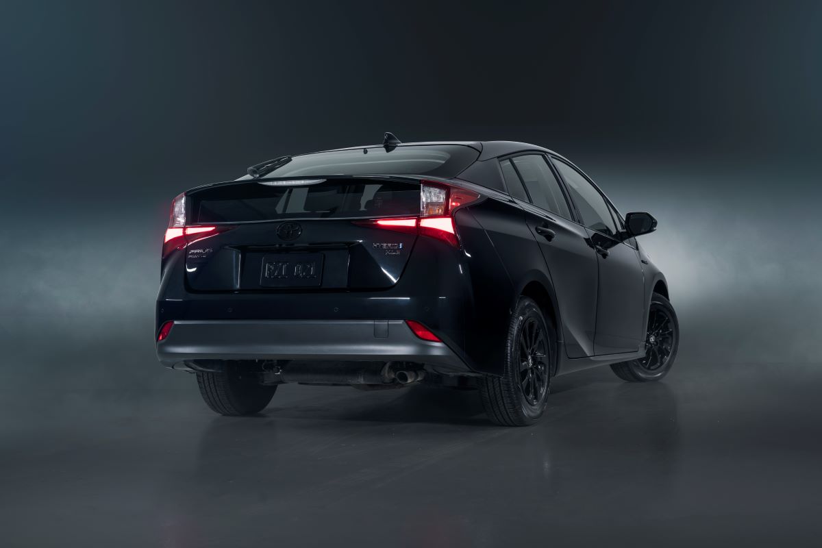 A black 2022 Toyota Prius, the best hybrid car for 2022