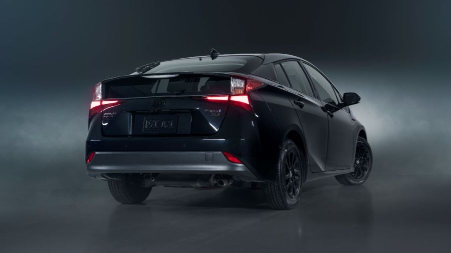 A black 2022 Toyota Prius, the best hybrid car for 2022