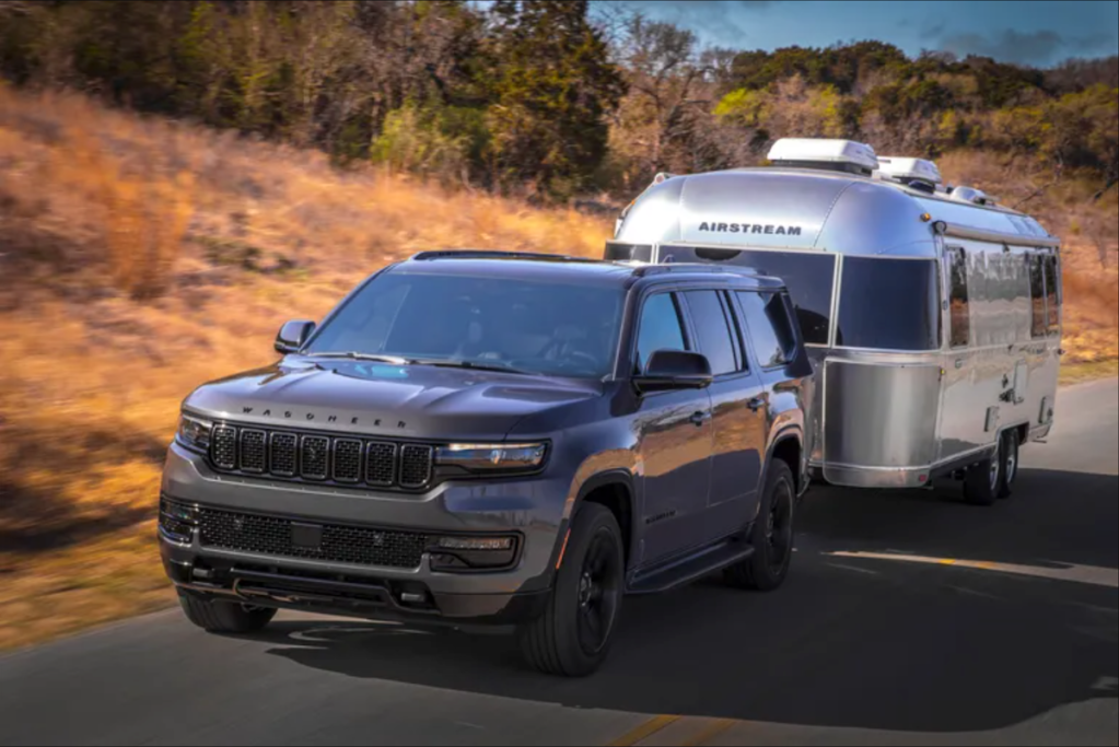 2023 Jeep Grand Wagoneer L pulling a camper