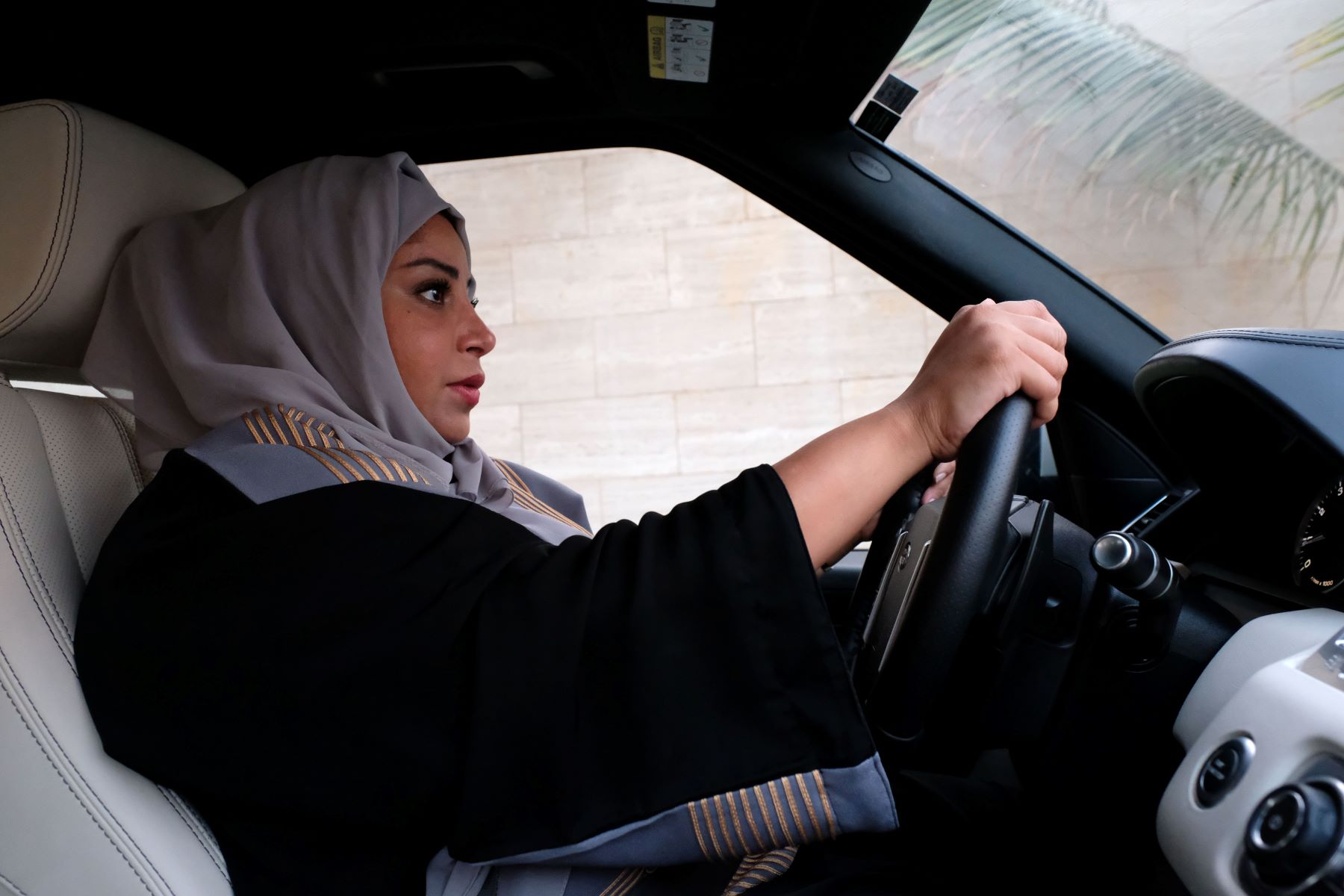 A Saudi woman driving a car in Jeddah