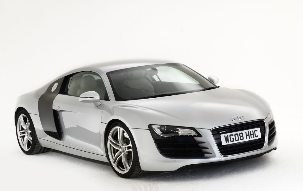 Audi R8 in silver is a cheap car that will make you look rich
