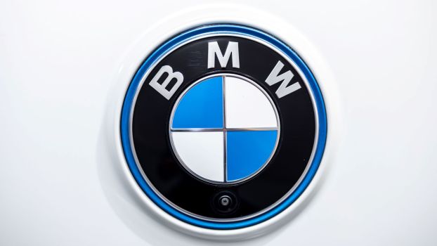 The BMW German automaker logo badging on the iX model