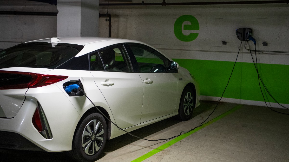 A parking garage charging station. Could a home EV charging station be better for this EV owner?